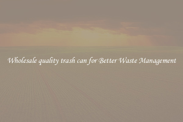 Wholesale quality trash can for Better Waste Management